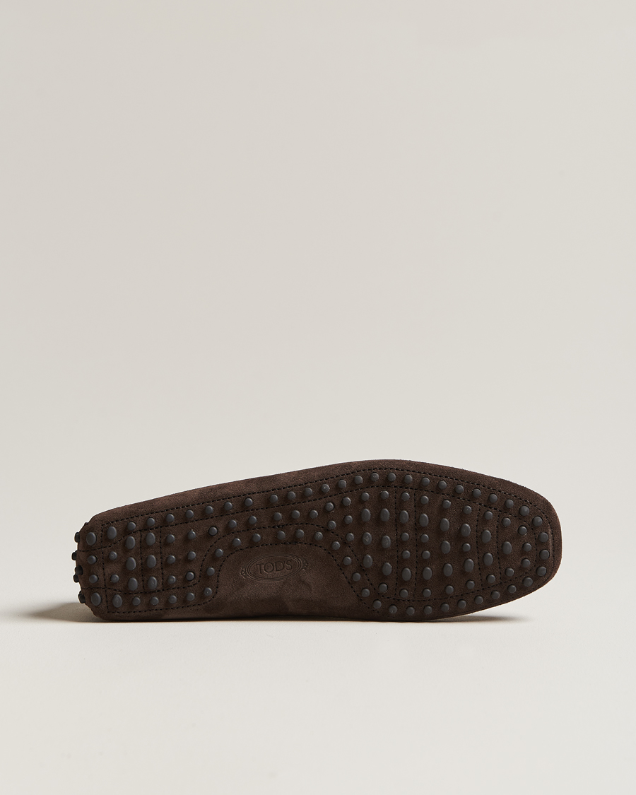 Heren | Tod's Lacetto Gommino Carshoe Dark Brown Suede | Tod's | Lacetto Gommino Carshoe Dark Brown Suede