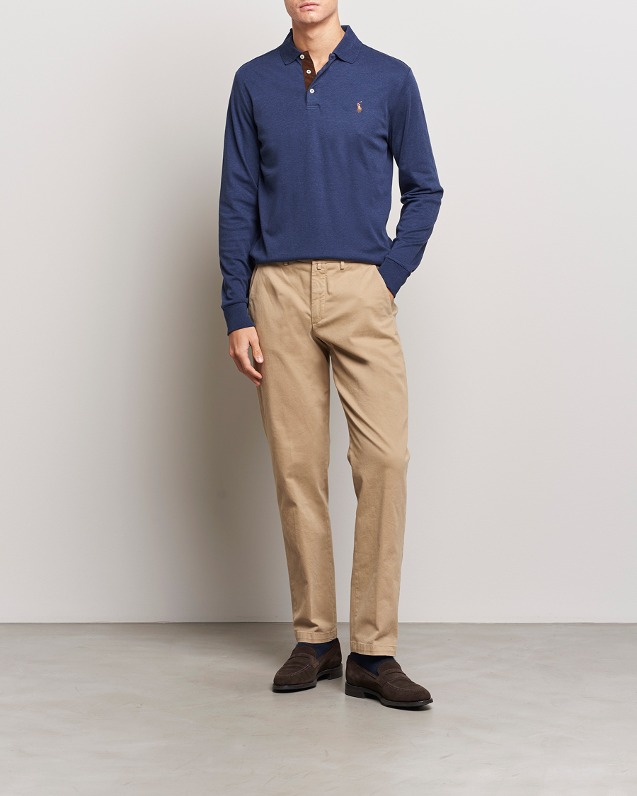 Homme | Pulls Et Tricots | Polo Ralph Lauren | Luxury Pima Cotton Long Sleeve Polo Navy Heather