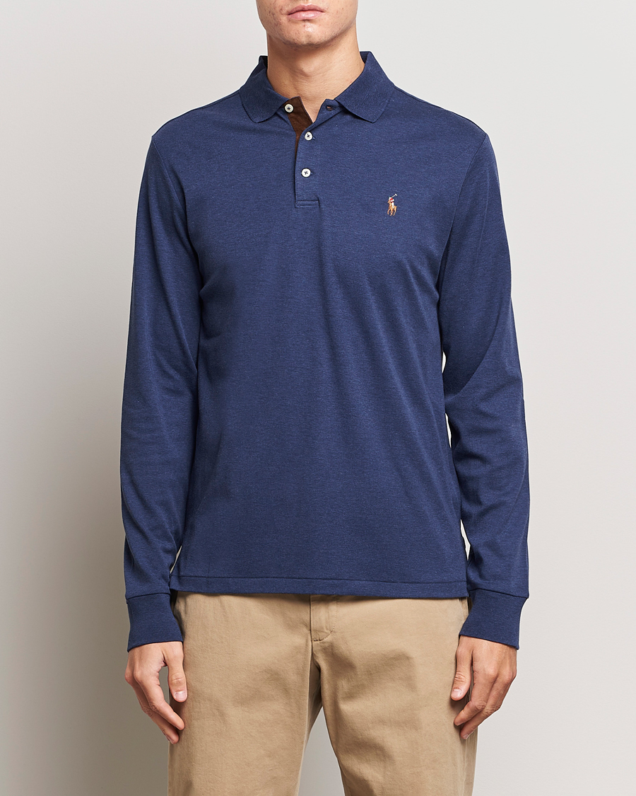 Homme | Pulls Et Tricots | Polo Ralph Lauren | Luxury Pima Cotton Long Sleeve Polo Navy Heather