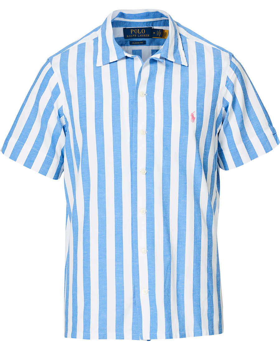 Heren | Overhemden | Polo Ralph Lauren | Striped Resort Collar Short Sleeve Shirt Blue/White