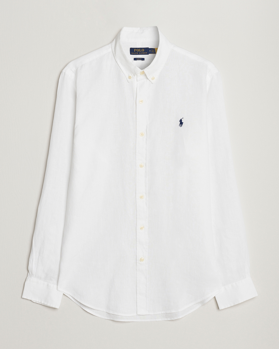 Homme | Chemises | Polo Ralph Lauren | Slim Fit Linen Button Down Shirt White