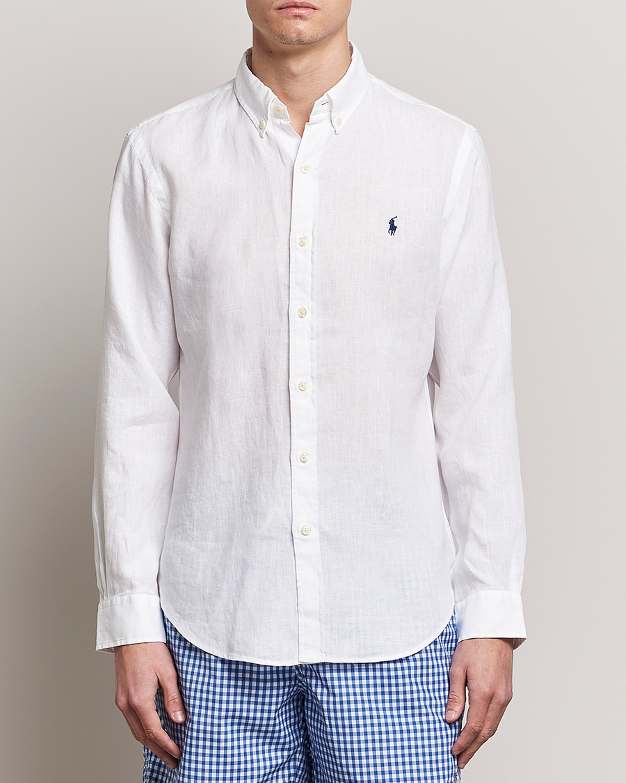 Homme | Chemises | Polo Ralph Lauren | Slim Fit Linen Button Down Shirt White