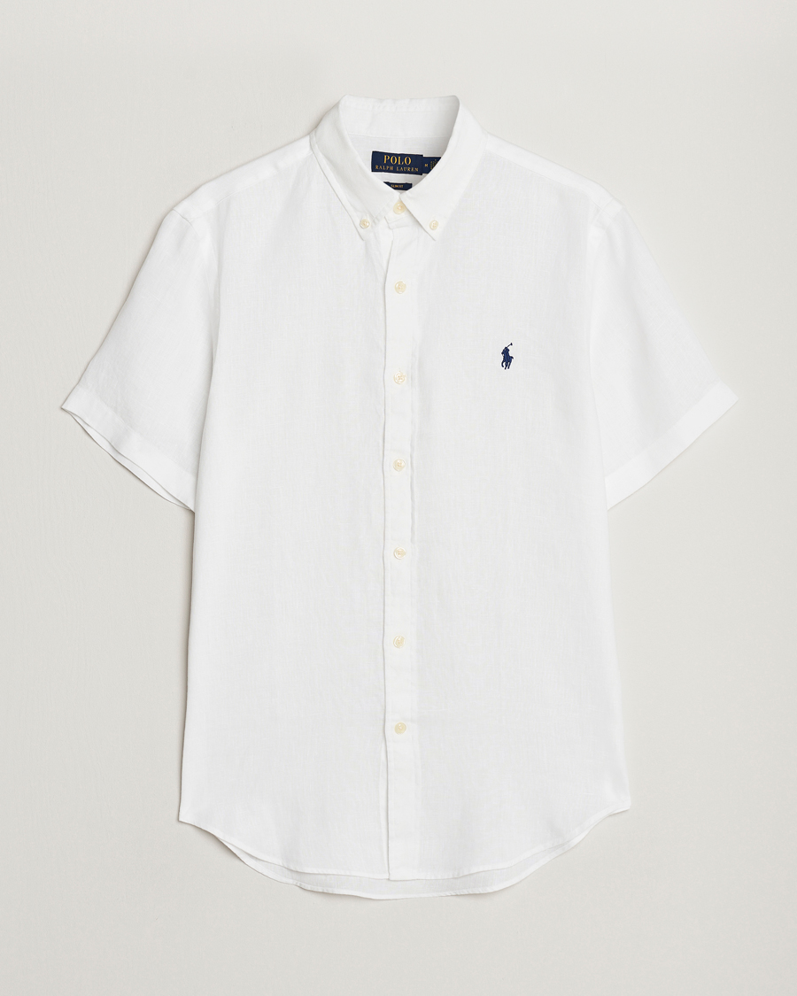 Homme | Chemises | Polo Ralph Lauren | Slim Fit Linen Short Sleeve Shirt White