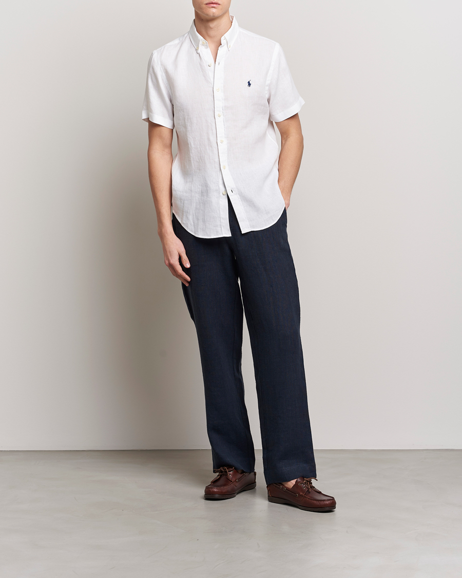 Homme | Chemises | Polo Ralph Lauren | Slim Fit Linen Short Sleeve Shirt White