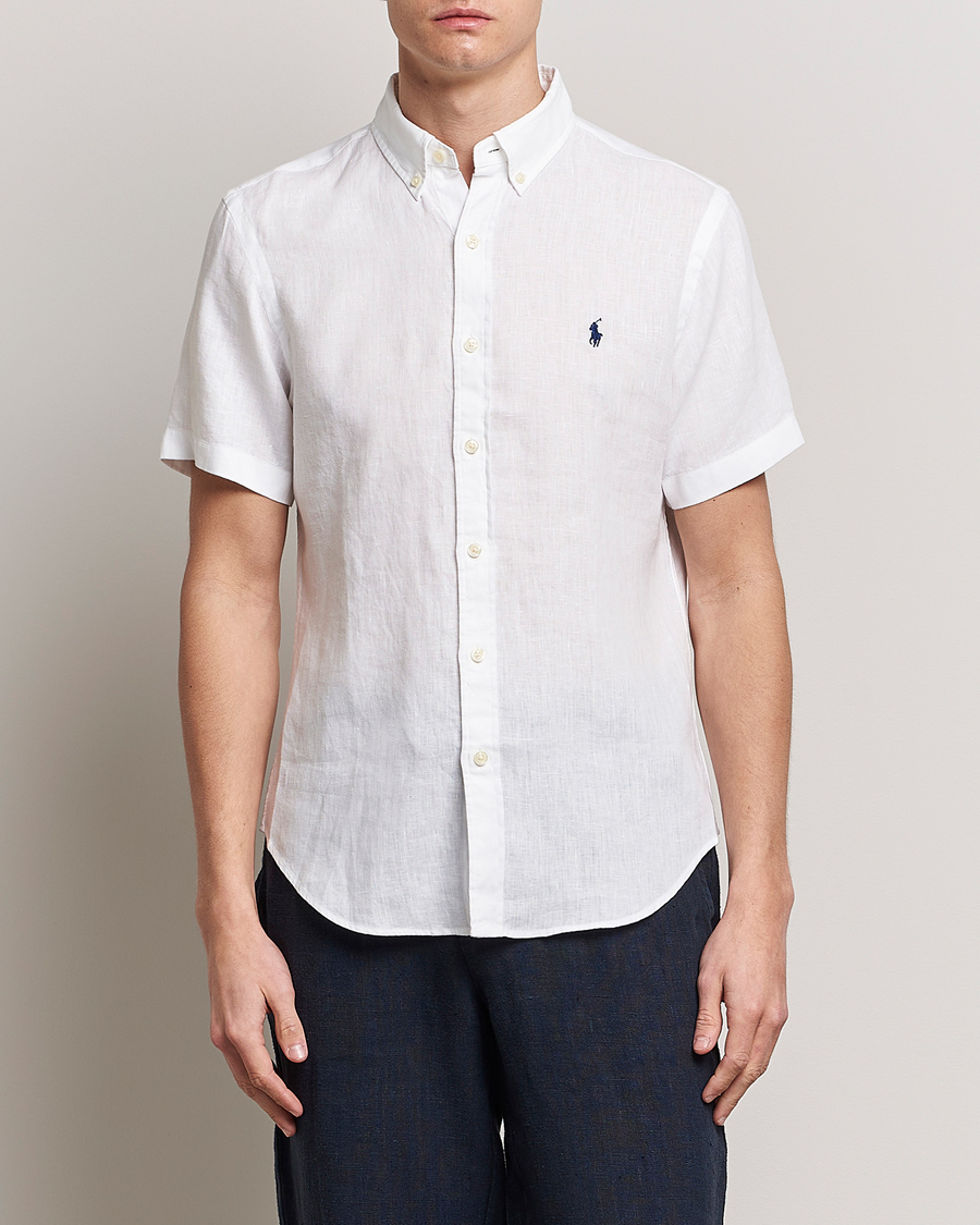 Homme | Chemises | Polo Ralph Lauren | Slim Fit Linen Short Sleeve Shirt White