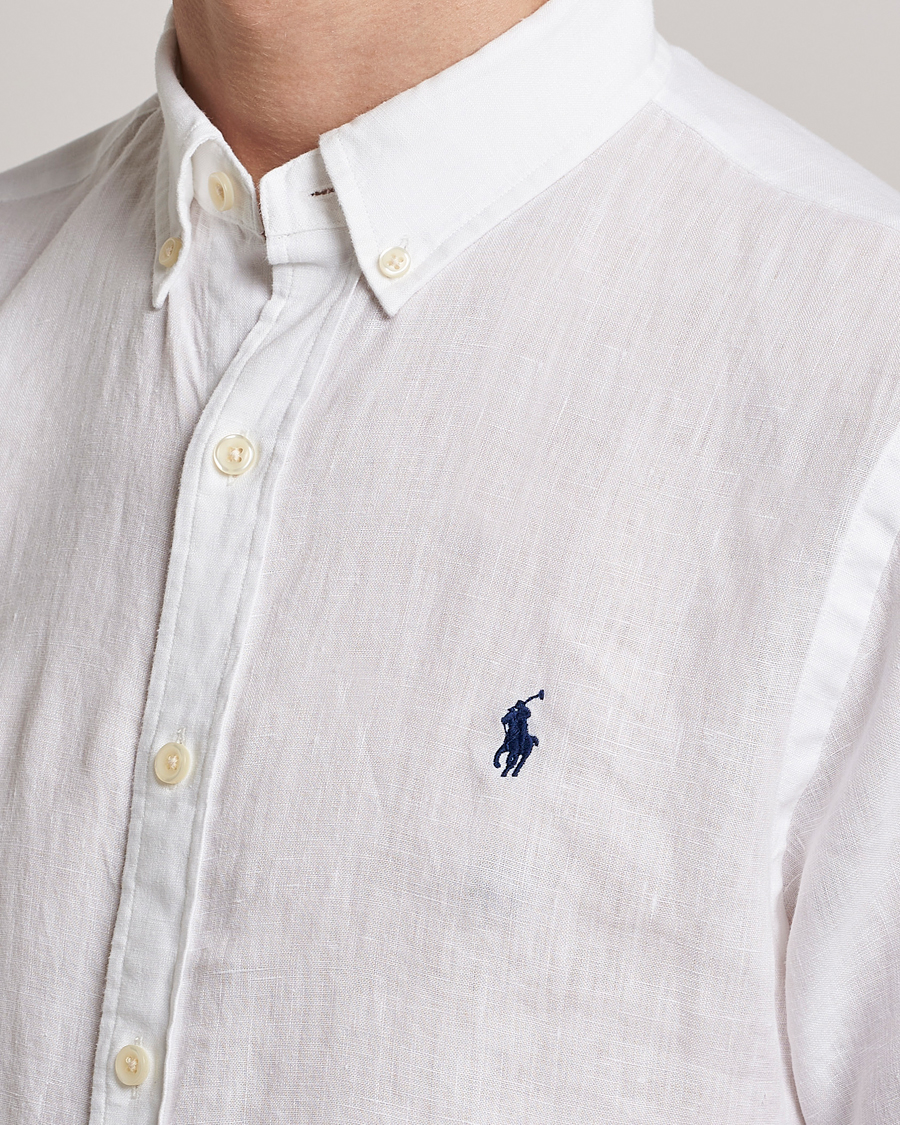 Homme | Chemises | Polo Ralph Lauren | Slim Fit Linen Short Sleeve Shirt White