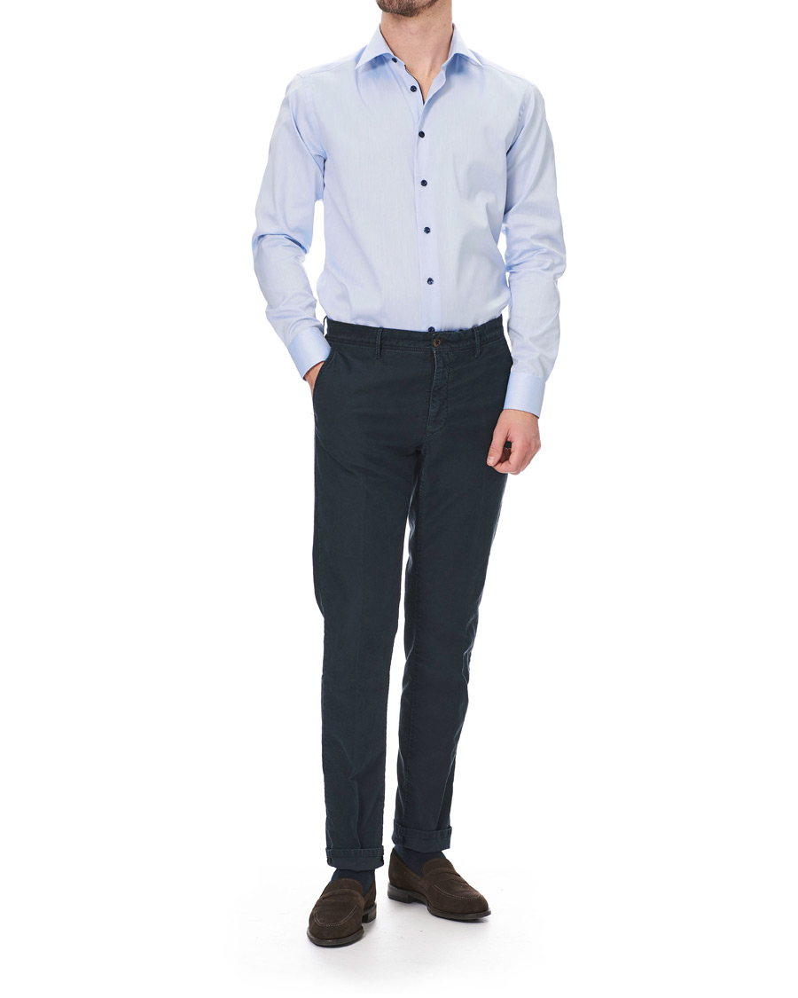 Homme | Chemises | Eton | Slim Fit Twill Contrast Piping Shirt Light Blue