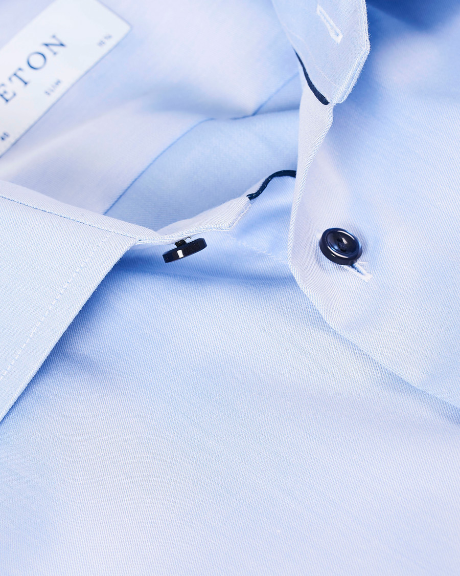 Homme | Chemises | Eton | Slim Fit Twill Contrast Piping Shirt Light Blue
