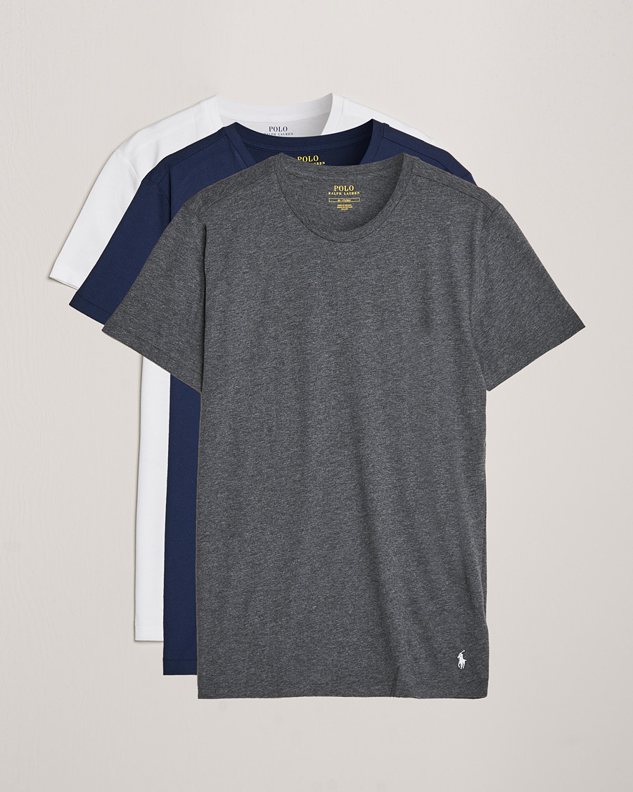 Homme | T-shirts | Polo Ralph Lauren | 3-Pack Crew Neck T-Shirt Navy/Charcoal Heather/White
