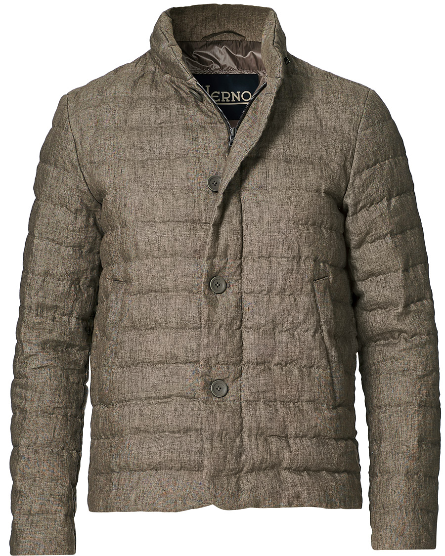 Homme | Manteaux Et Vestes | Herno | Quilted Linen Down Jacket Brown