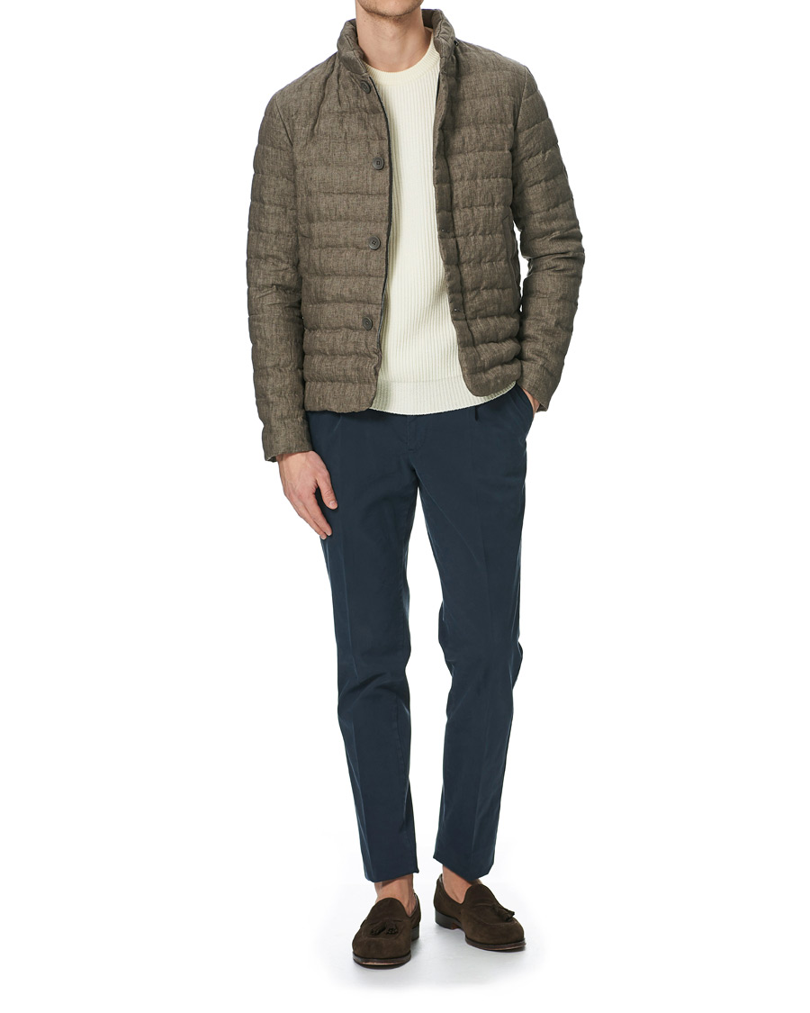 Homme | Manteaux Et Vestes | Herno | Quilted Linen Down Jacket Brown