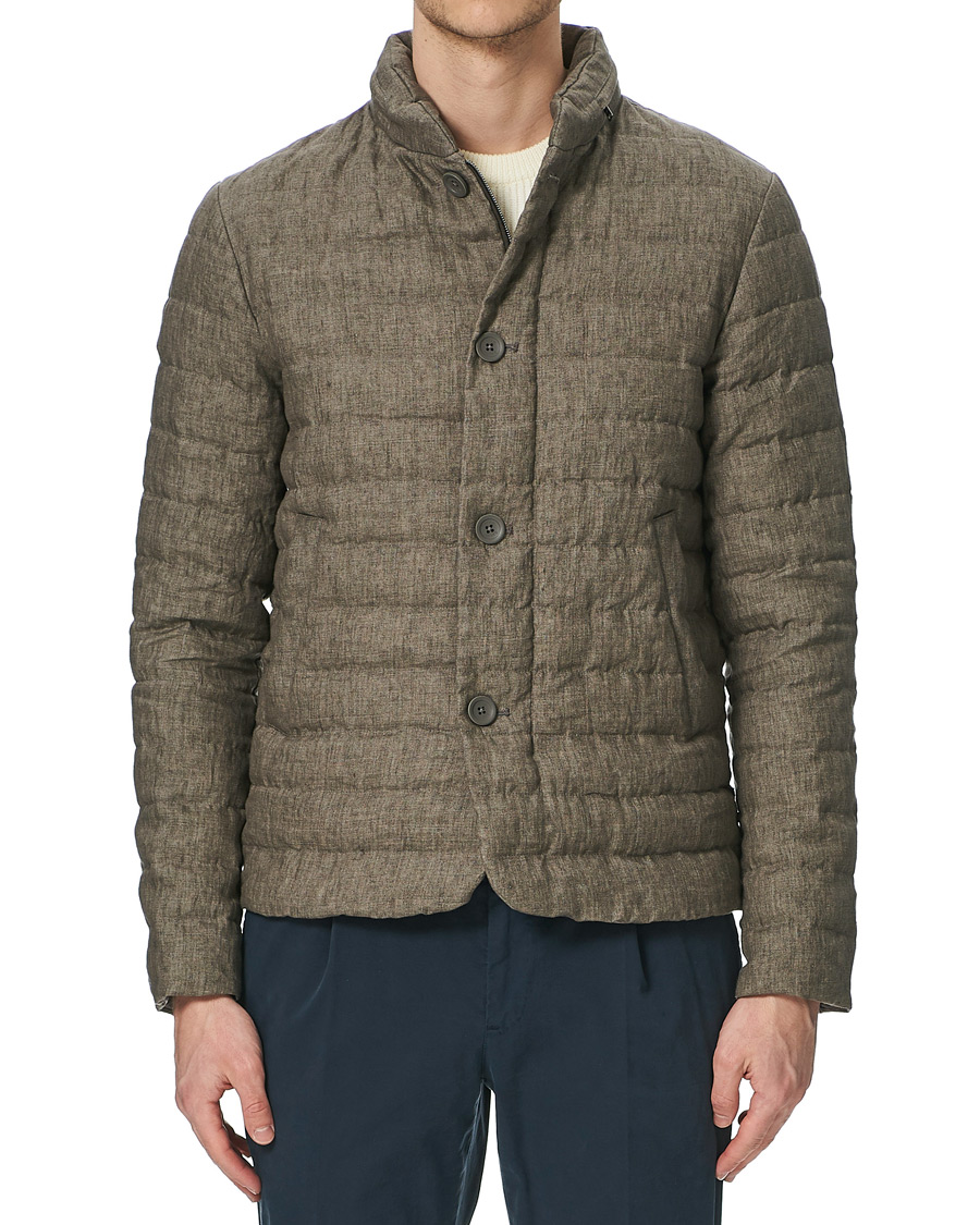 Homme | Manteaux Et Vestes | Herno | Quilted Linen Down Jacket Brown