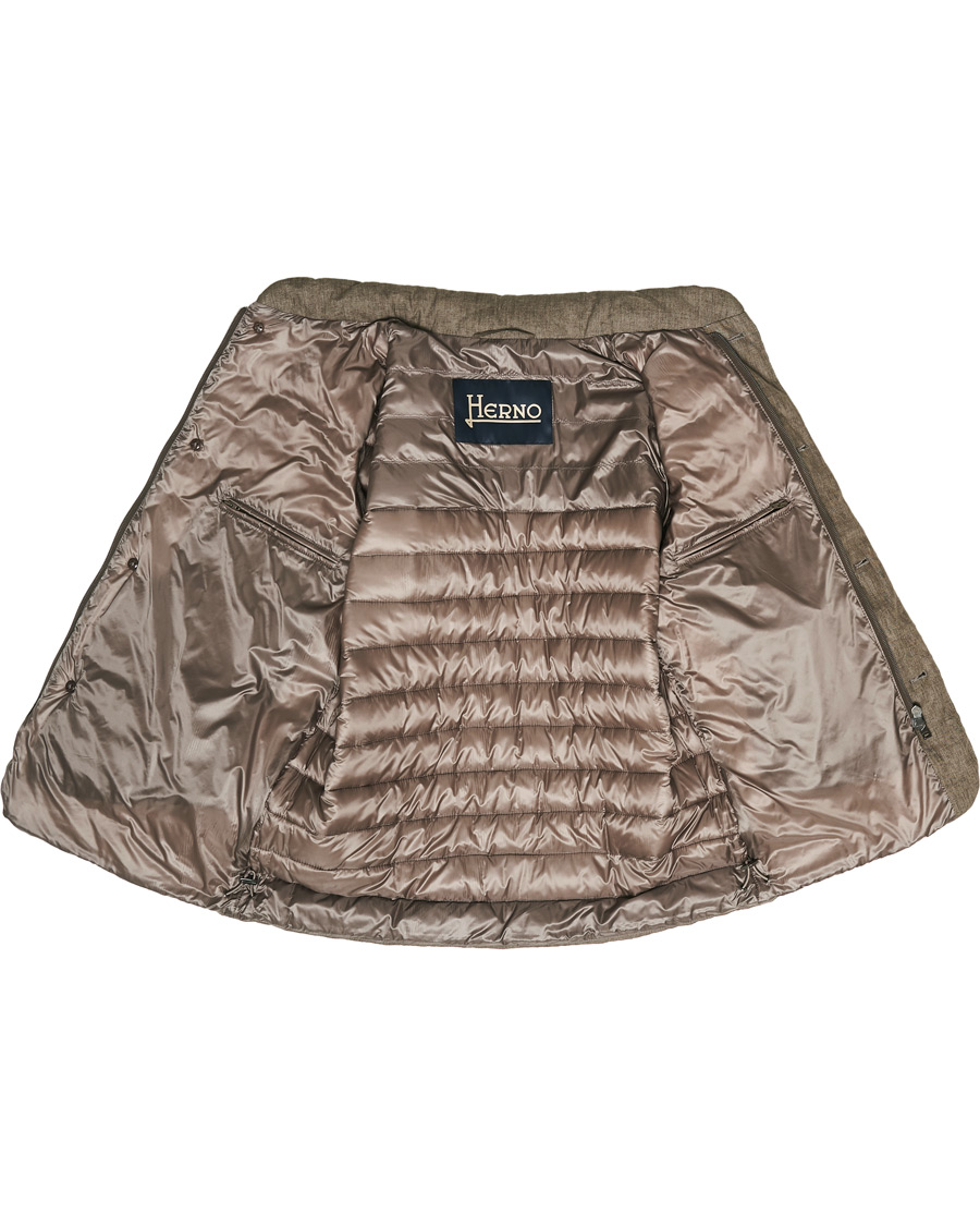 Homme | Manteaux Et Vestes | Herno | Quilted Linen Down Jacket Brown