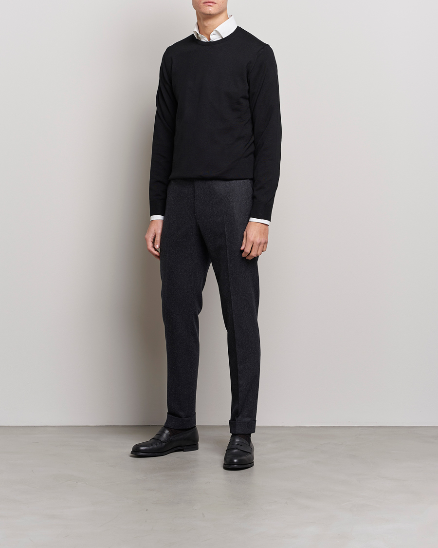 Heren | Truien | Stenströms | Merino Crew Neck Black