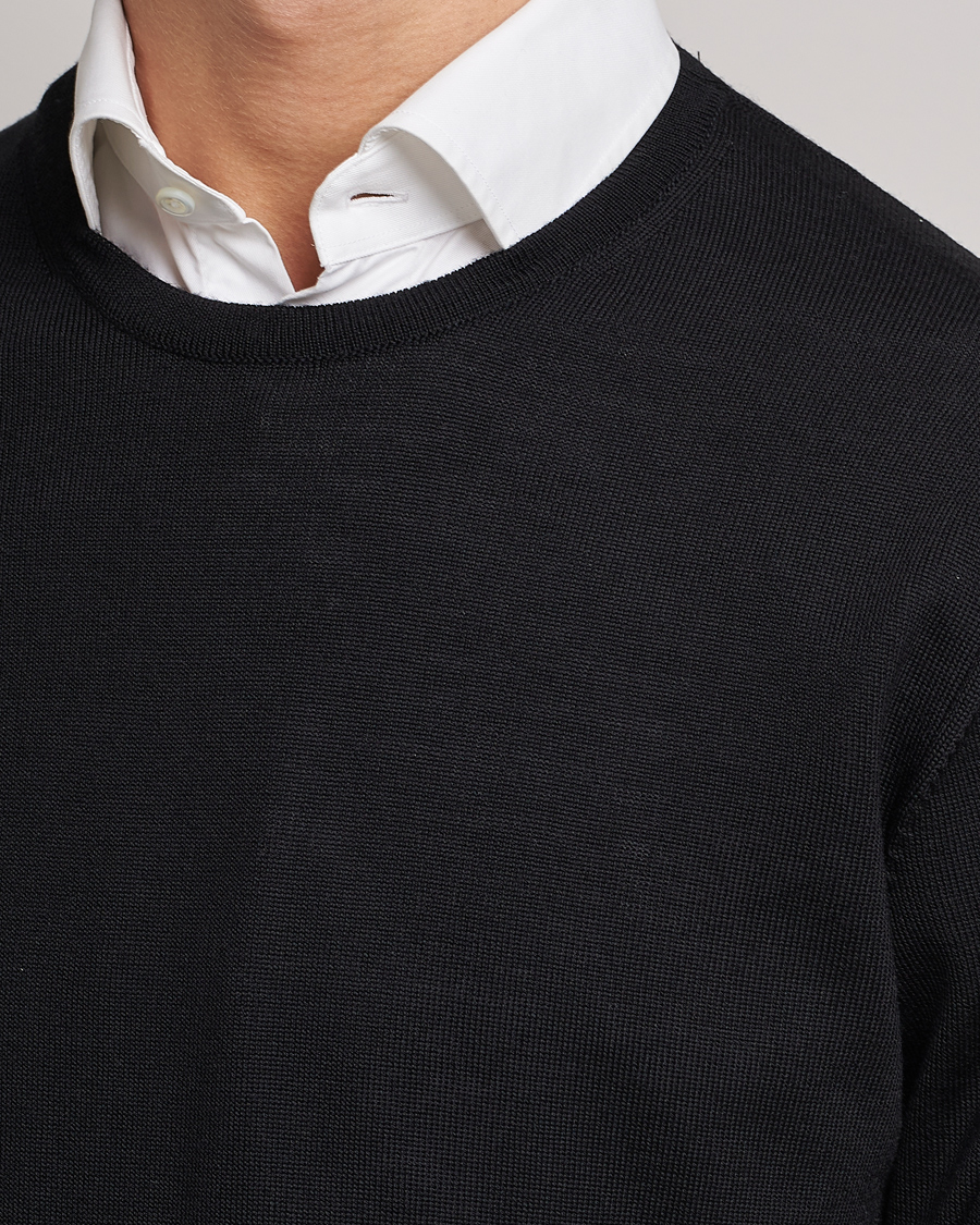 Heren | Truien | Stenströms | Merino Crew Neck Black