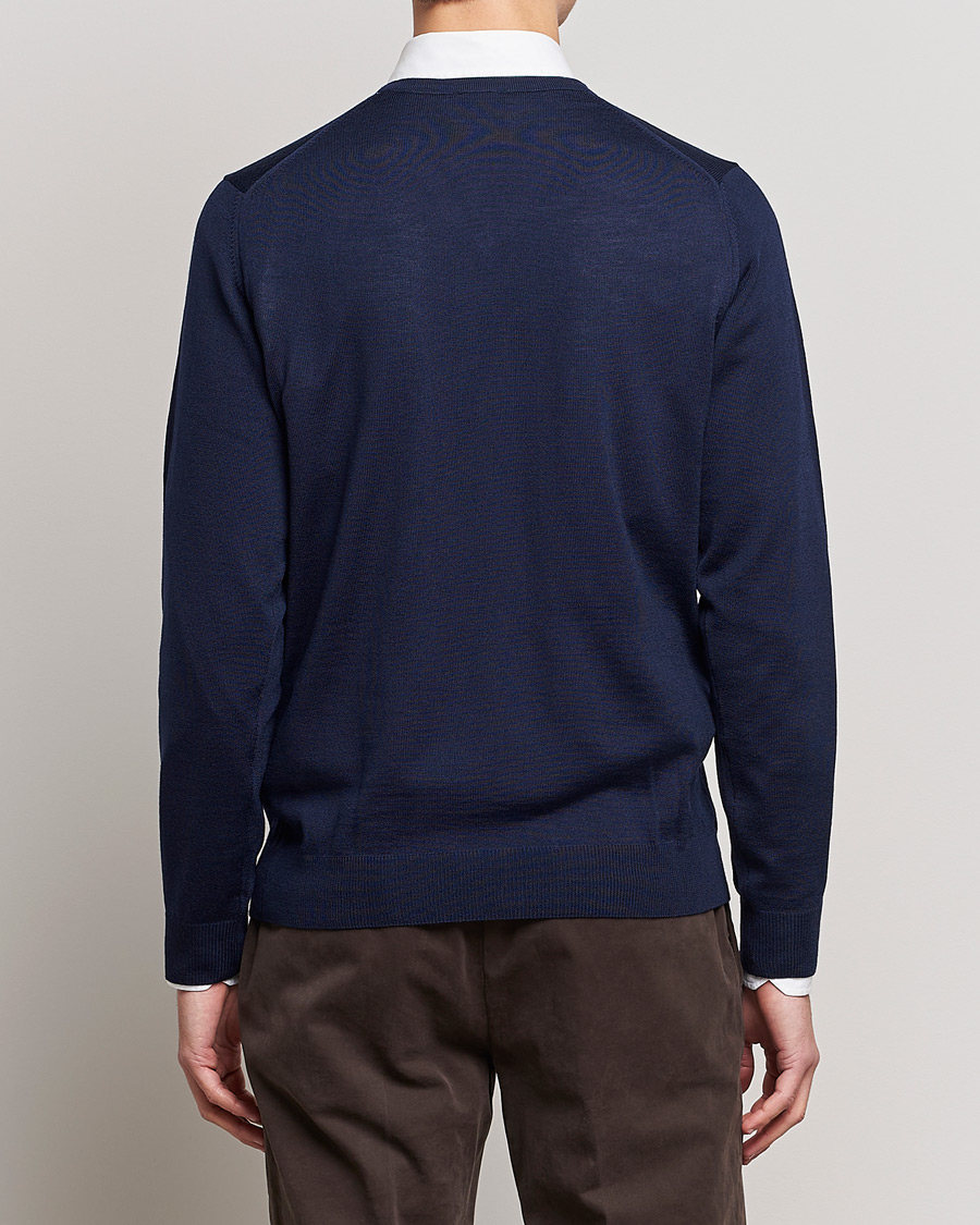 Heren | Truien | Stenströms | Merino V-Neck Navy