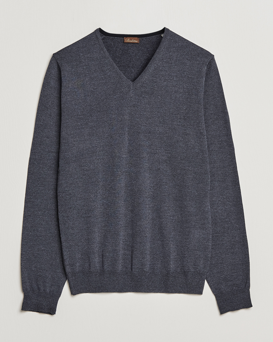 Heren | Truien | Stenströms | Merino V-Neck Anthracite