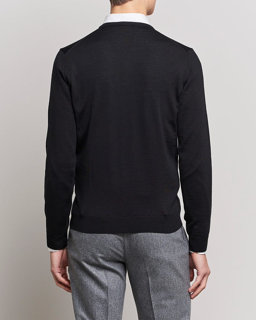 Heren | Truien | Stenströms | Merino V-Neck Black