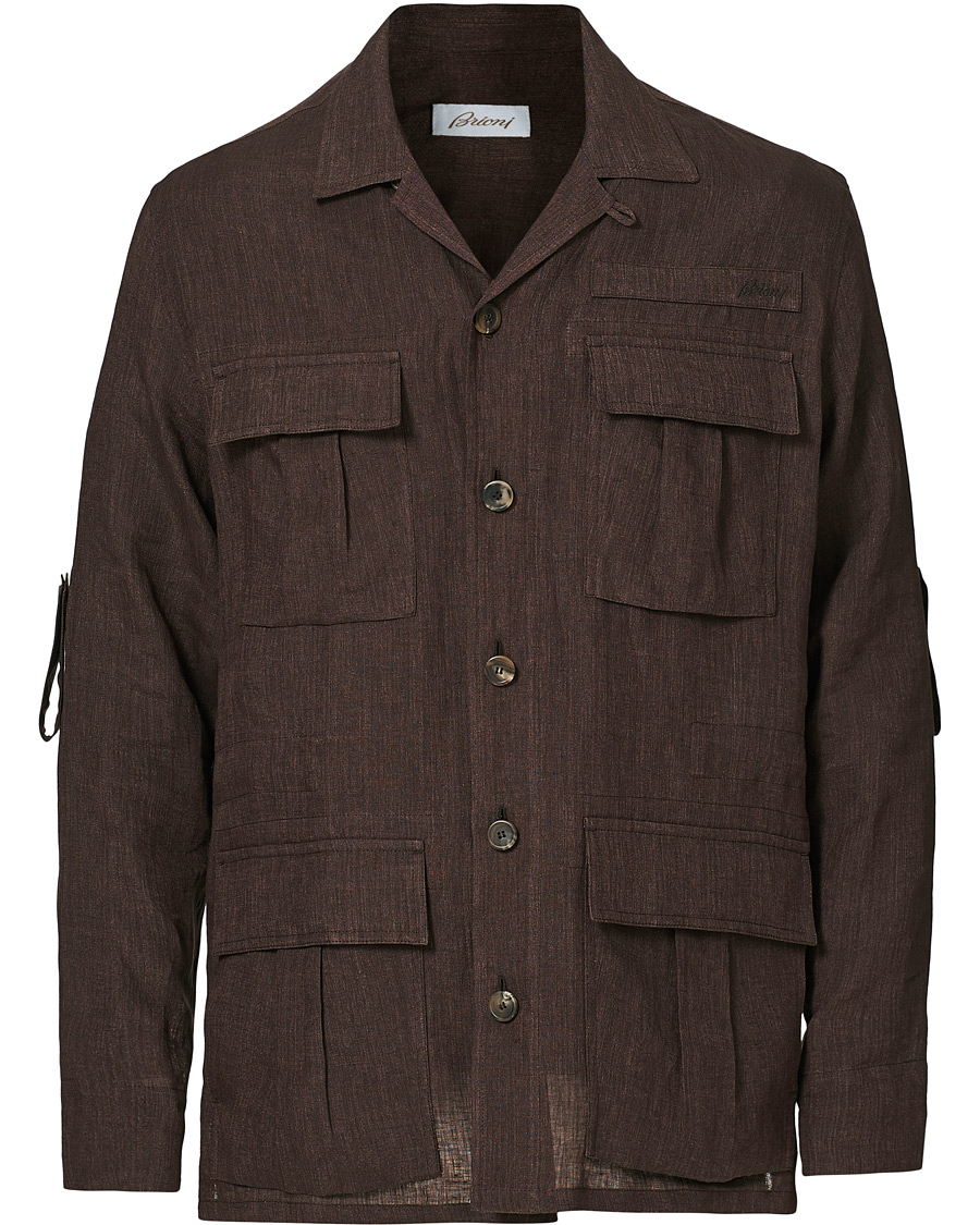 Homme | Chemises | Brioni | Linen Sahariana Brown
