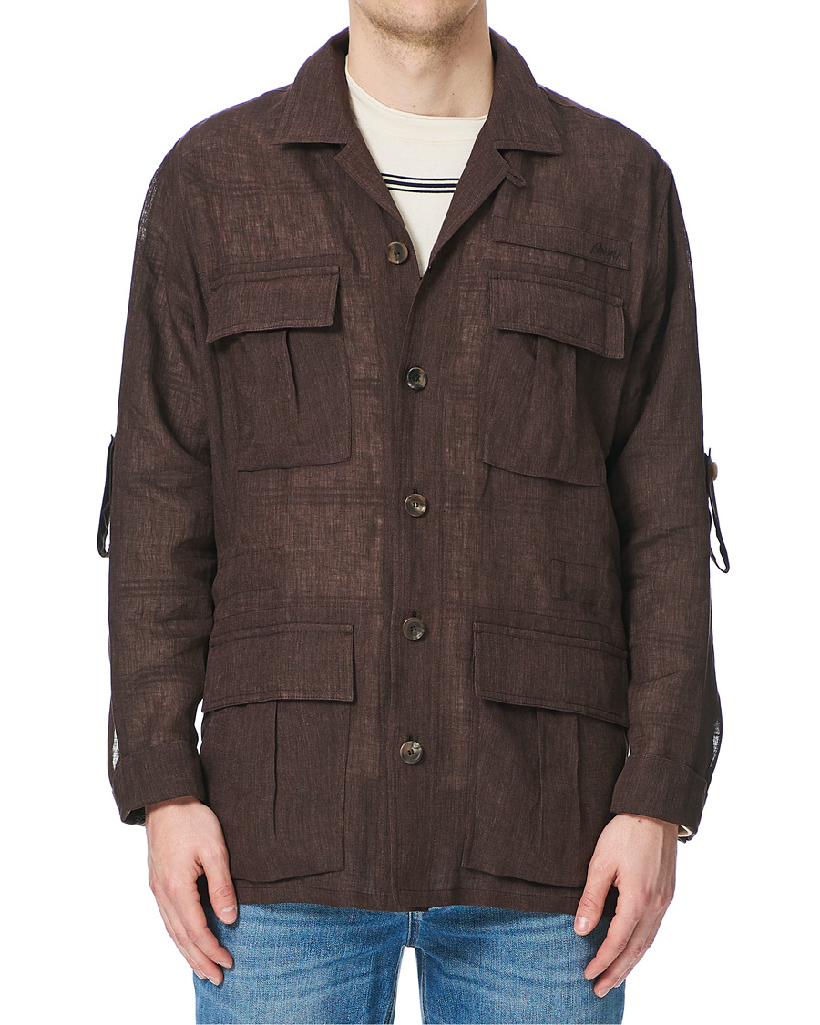 Homme | Chemises | Brioni | Linen Sahariana Brown