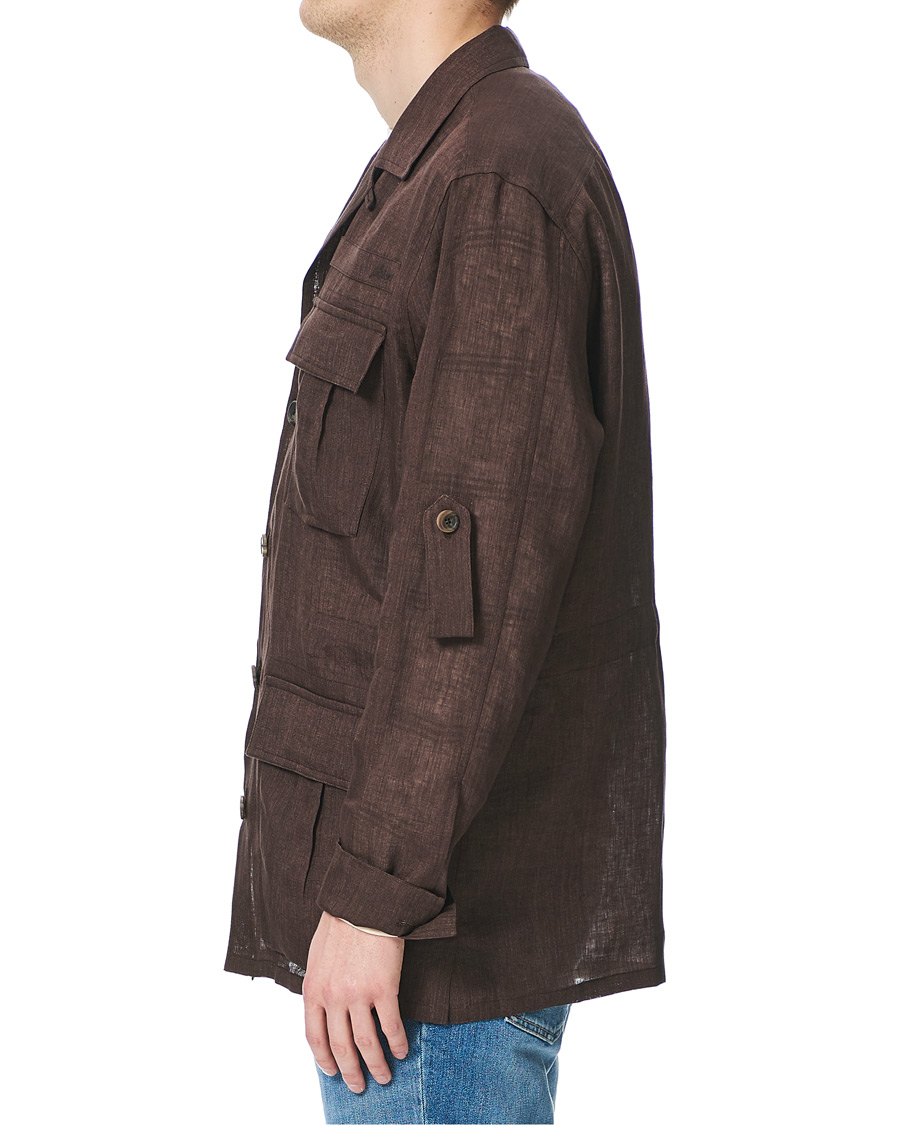 Homme | Chemises | Brioni | Linen Sahariana Brown