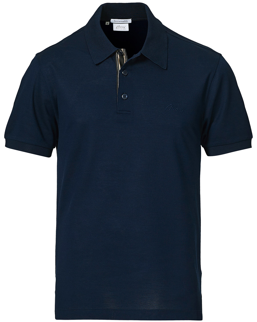 Homme | Polos | Brioni | Contrast Placket Polo Piquet Navy