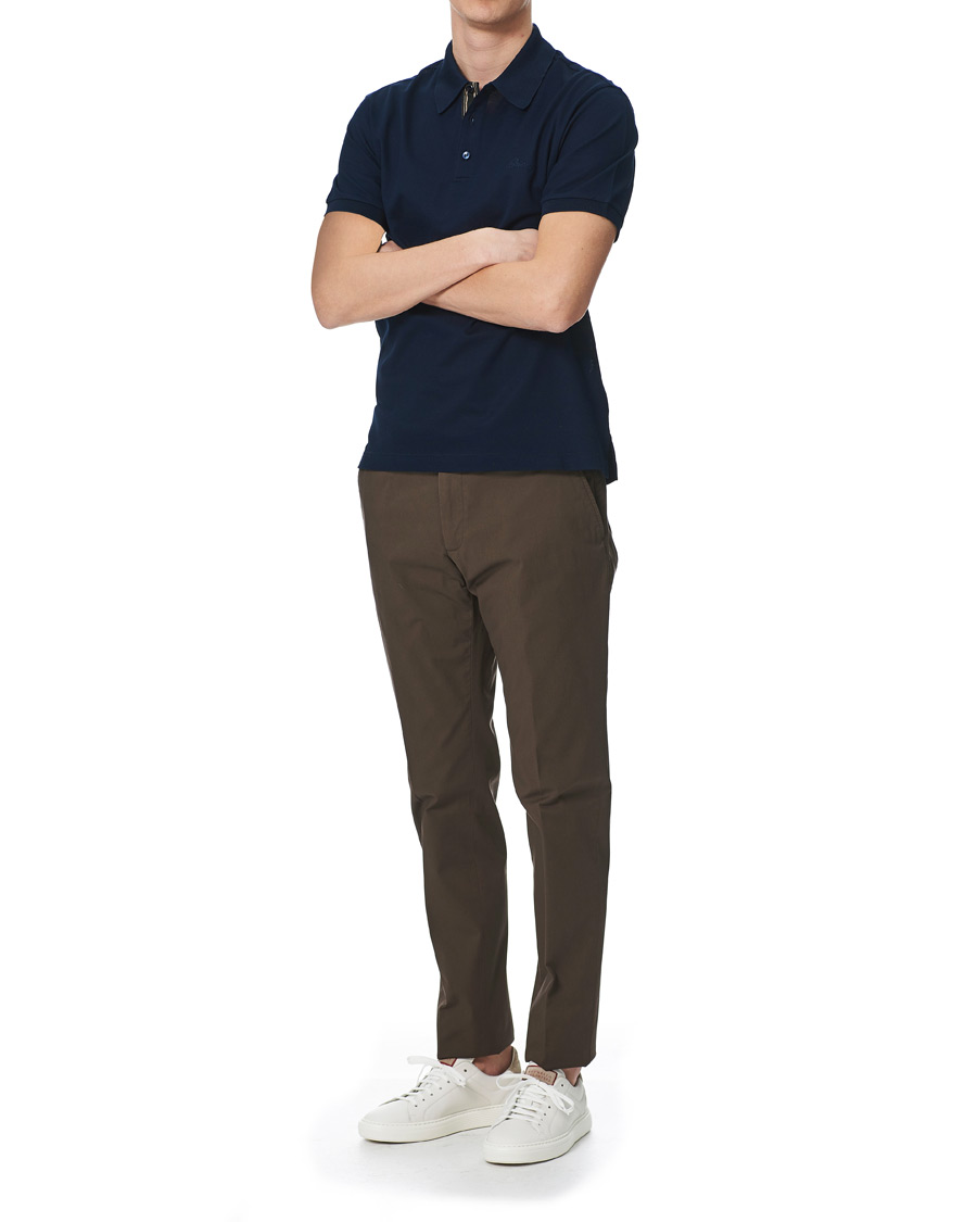 Homme | Polos | Brioni | Contrast Placket Polo Piquet Navy