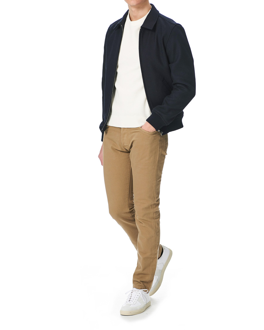 Heren | Jeans | C.O.F. Studio | M7 Tapered Organic Cotton Stretch Jeans Khaki Beige