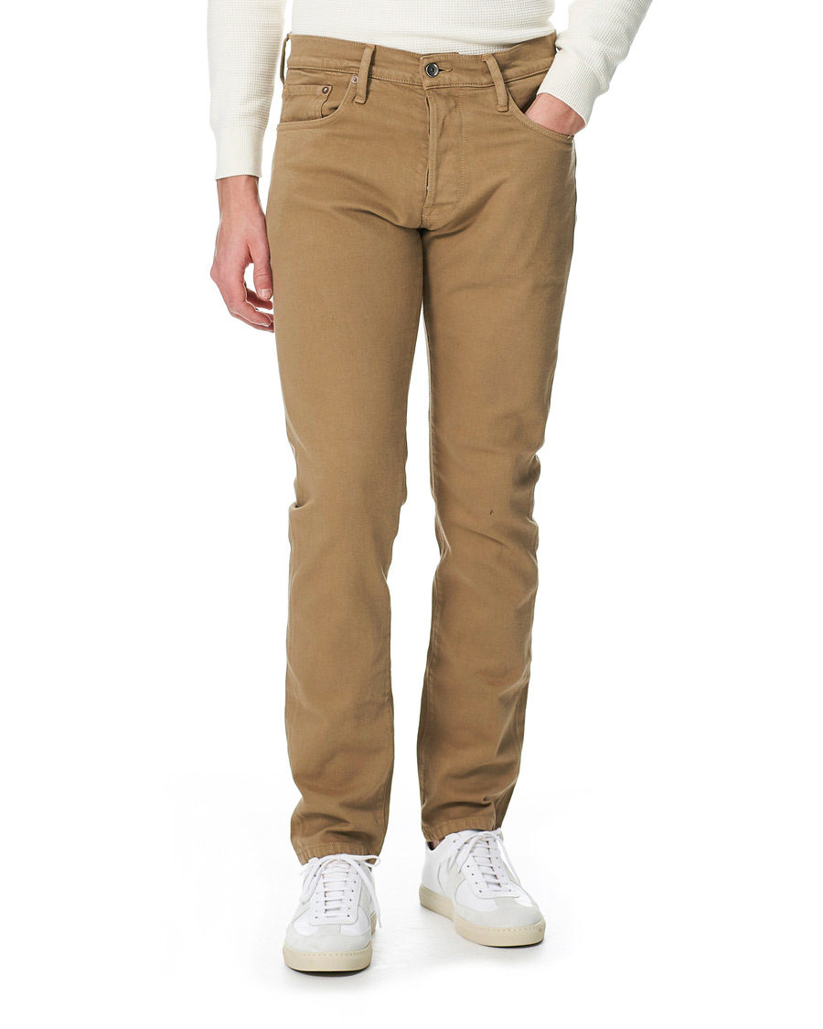 Heren | Jeans | C.O.F. Studio | M7 Tapered Organic Cotton Stretch Jeans Khaki Beige