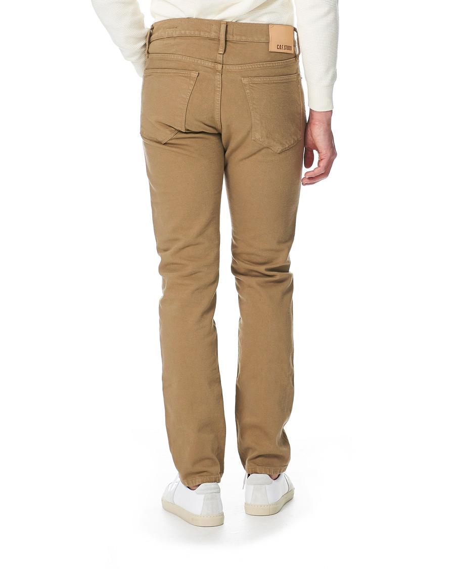 Heren | Jeans | C.O.F. Studio | M7 Tapered Organic Cotton Stretch Jeans Khaki Beige