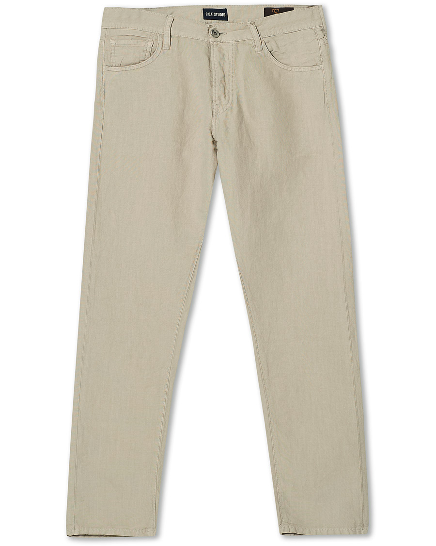 Homme | Pantalons | C.O.F. Studio | M5 Straight Panama Trousers Kitt