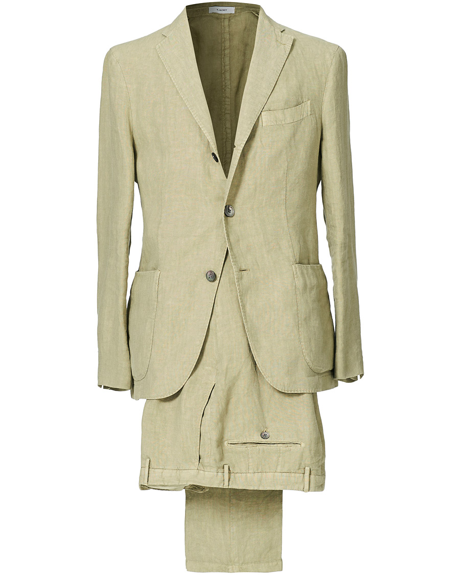 Homme | | Boglioli | K Jacket Patch Pocket Linen Suit Sage Green