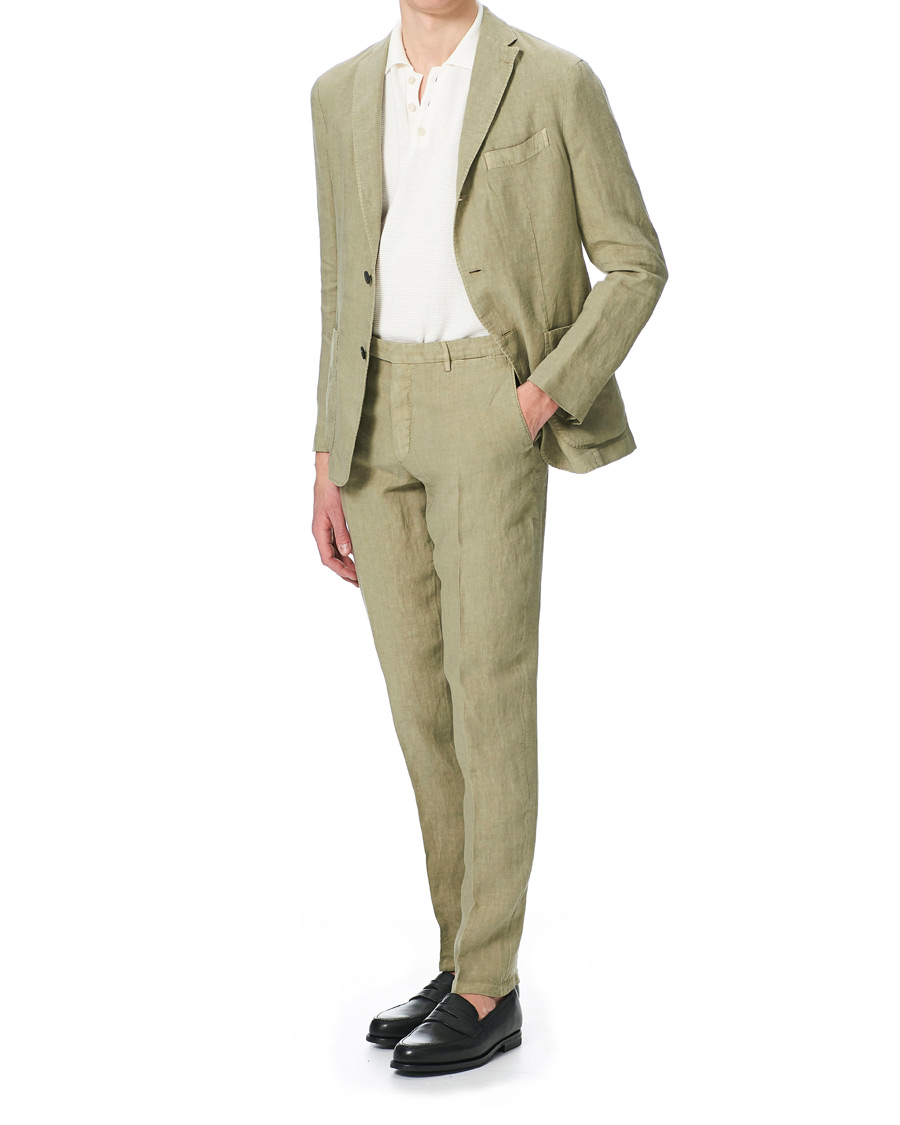 Homme | | Boglioli | K Jacket Patch Pocket Linen Suit Sage Green