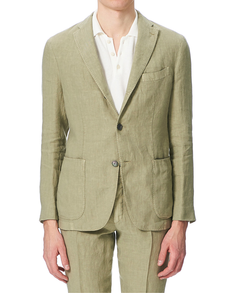 Homme | | Boglioli | K Jacket Patch Pocket Linen Suit Sage Green