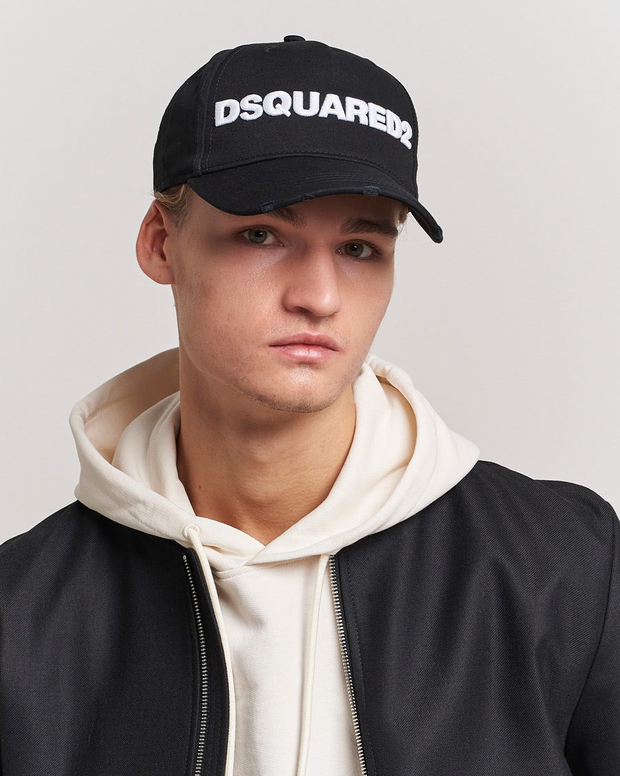 Homme | Dsquared2 Lettering Logo Baseball Cap Black/White | Dsquared2 | Lettering Logo Baseball Cap Black/White