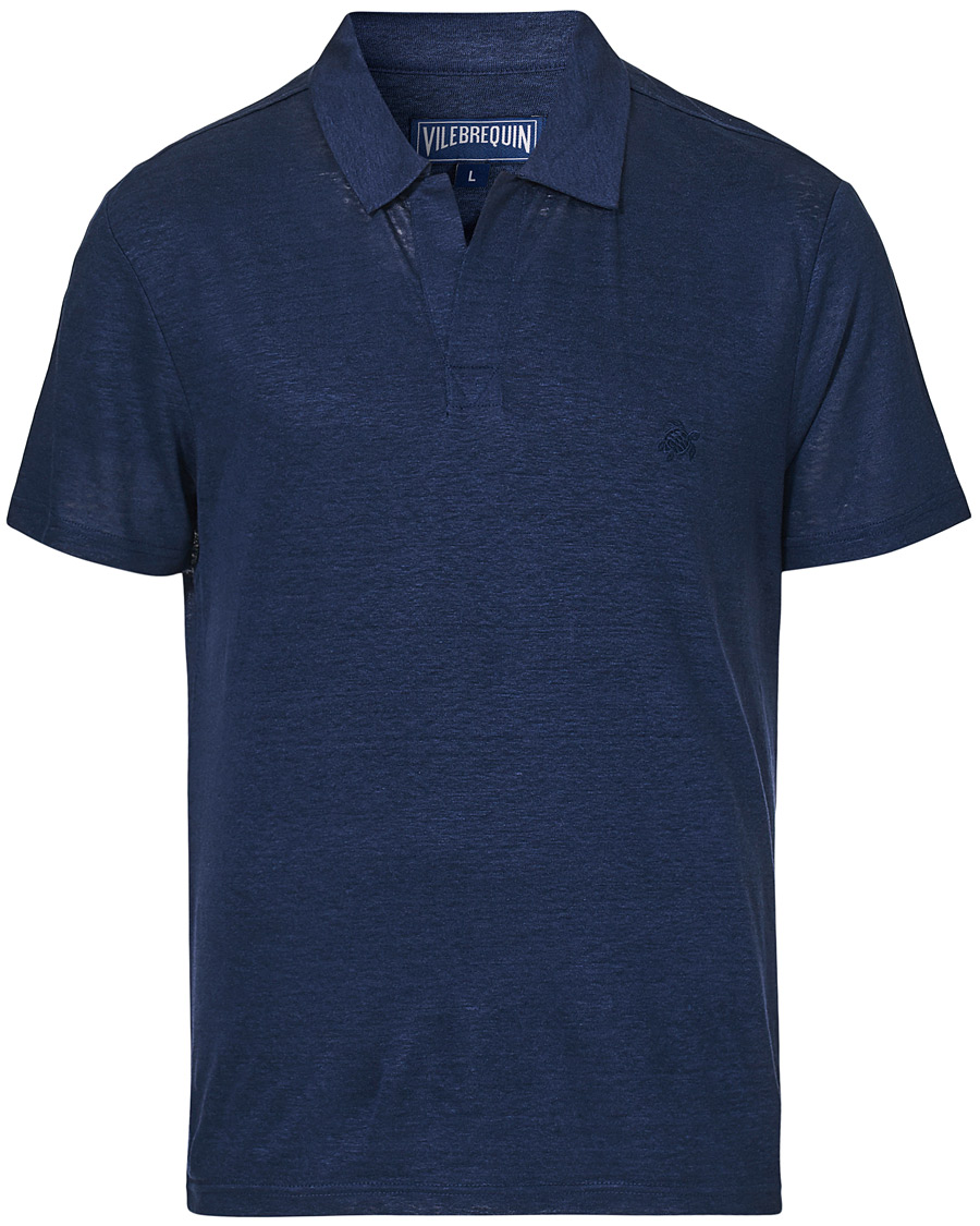 Homme | Polos | Vilebrequin | Pyramid Linen Jersey Polo Navy