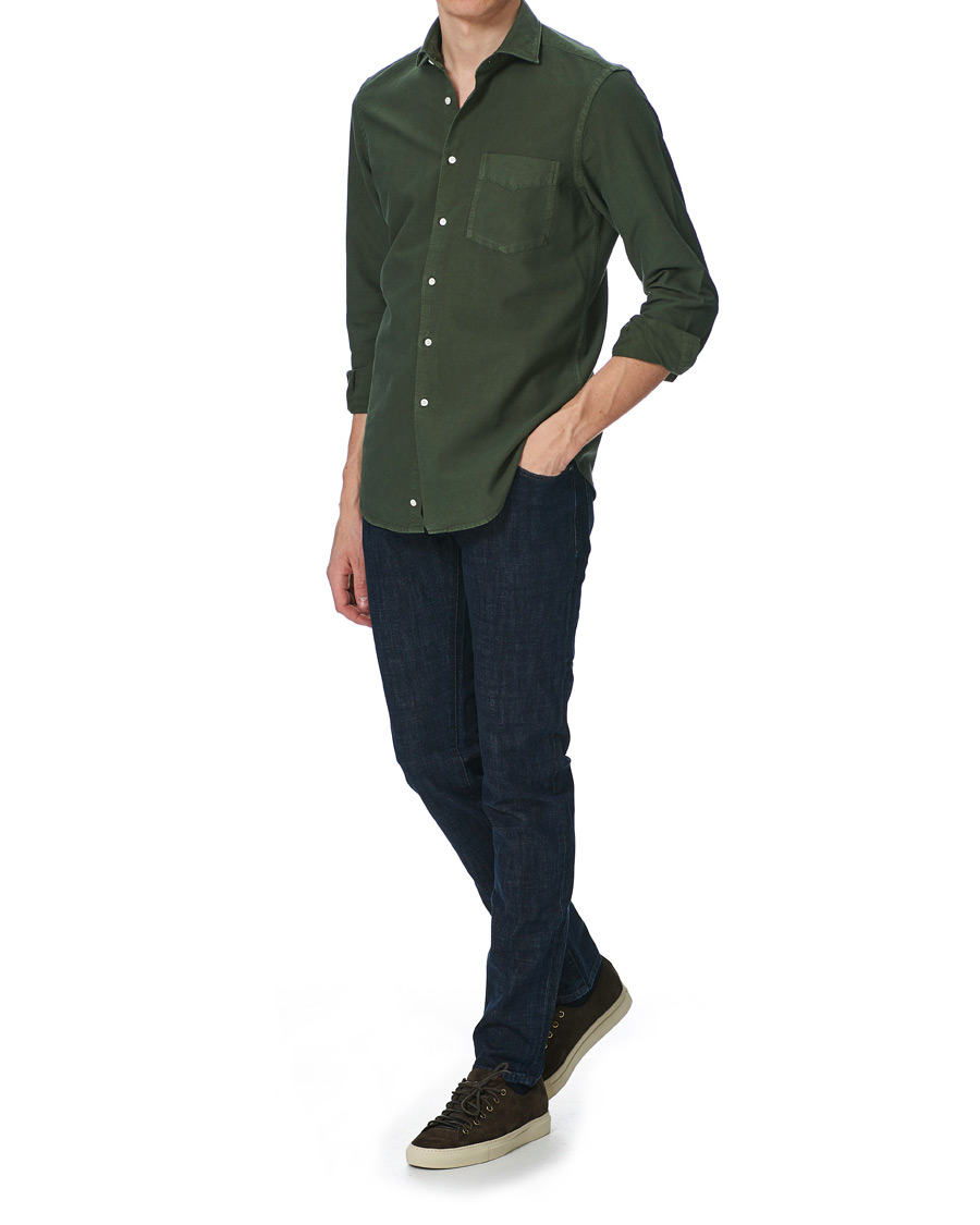 Heren | Overhemden | Aspesi | Regular Dyed Linen Shirt Washed Green