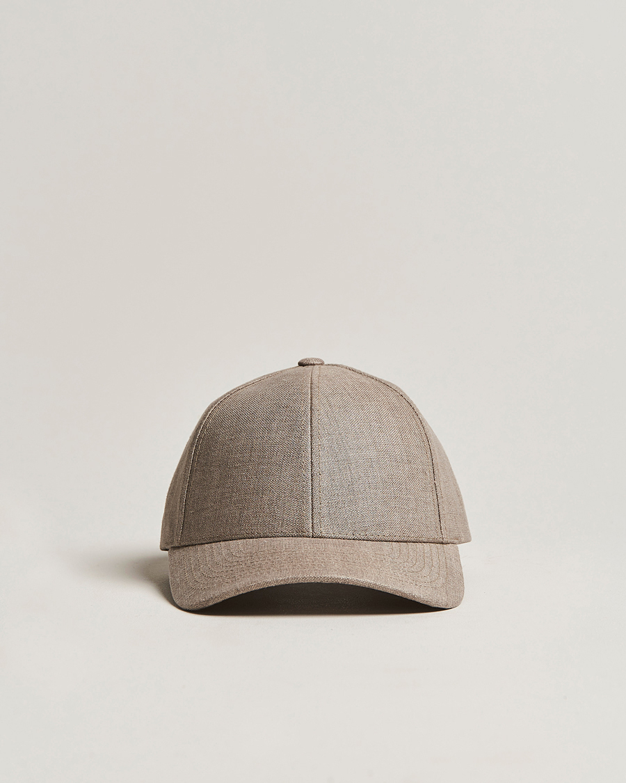 Heren | Hoeden en petten | Varsity Headwear | Linen Baseball Cap Argent Khaki