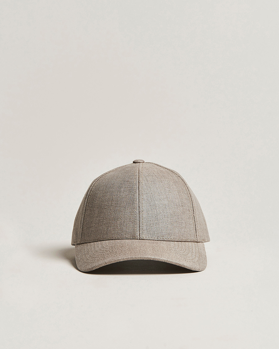 Homme | Bobs Et Casquettes | Varsity Headwear | Linen Baseball Cap Argent Khaki