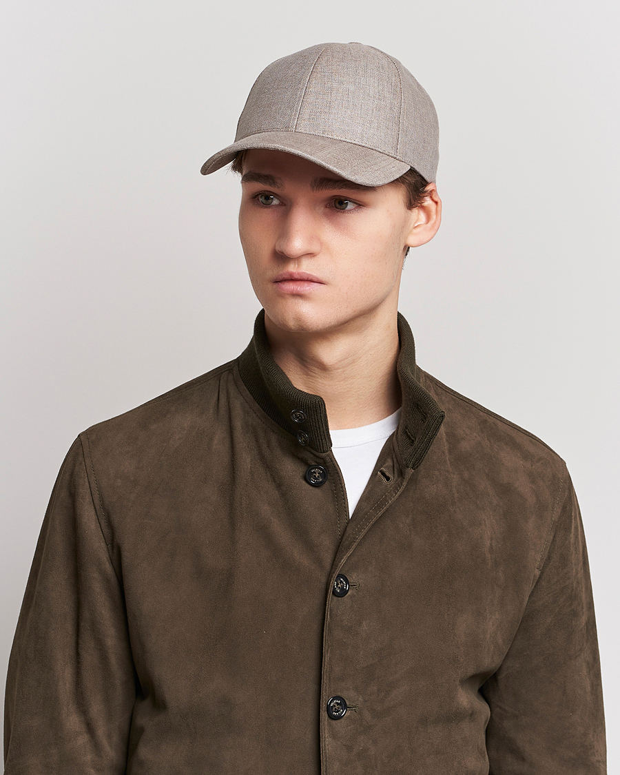 Homme | Bobs Et Casquettes | Varsity Headwear | Linen Baseball Cap Argent Khaki
