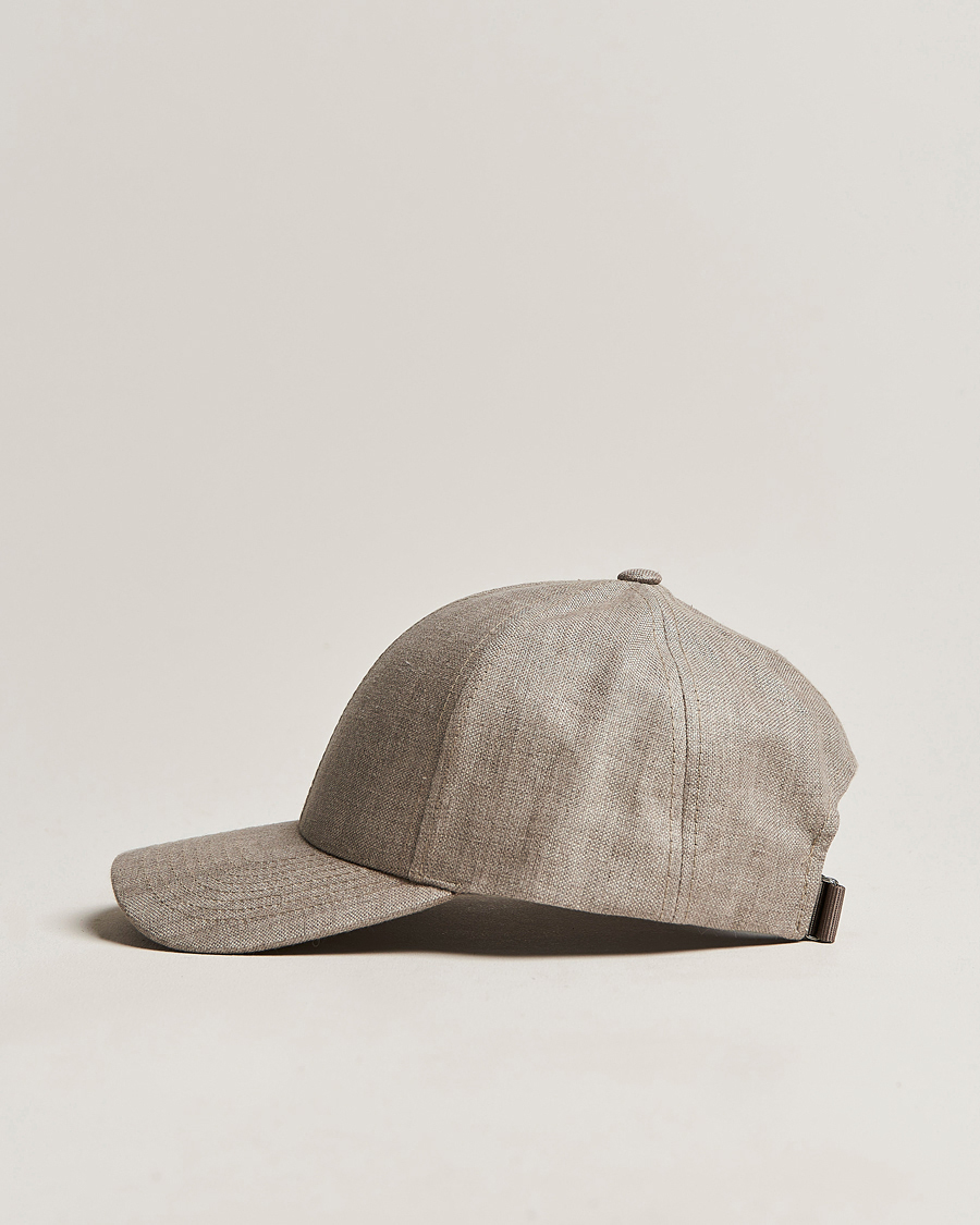 Homme | Bobs Et Casquettes | Varsity Headwear | Linen Baseball Cap Argent Khaki