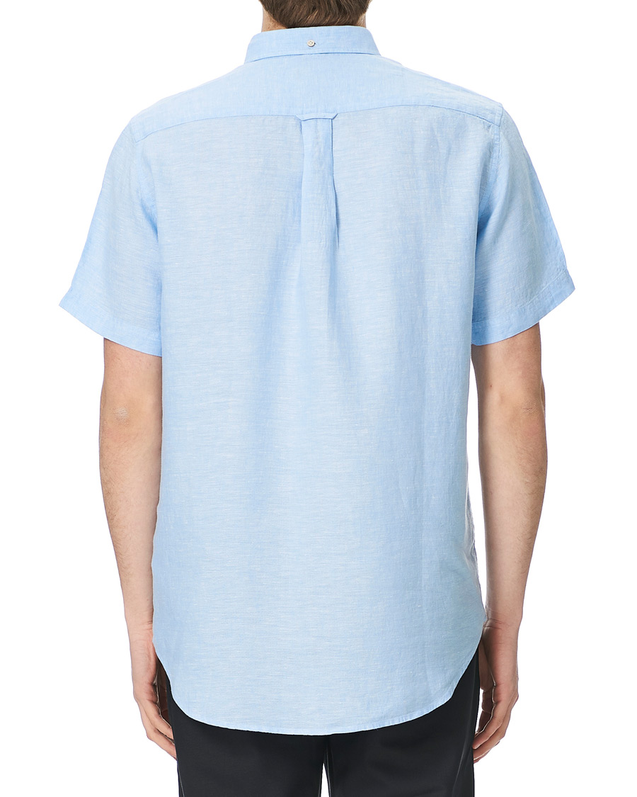 Homme | Chemises | GANT | Regular Fit Linen Short Sleeve Shirt Capri Blue