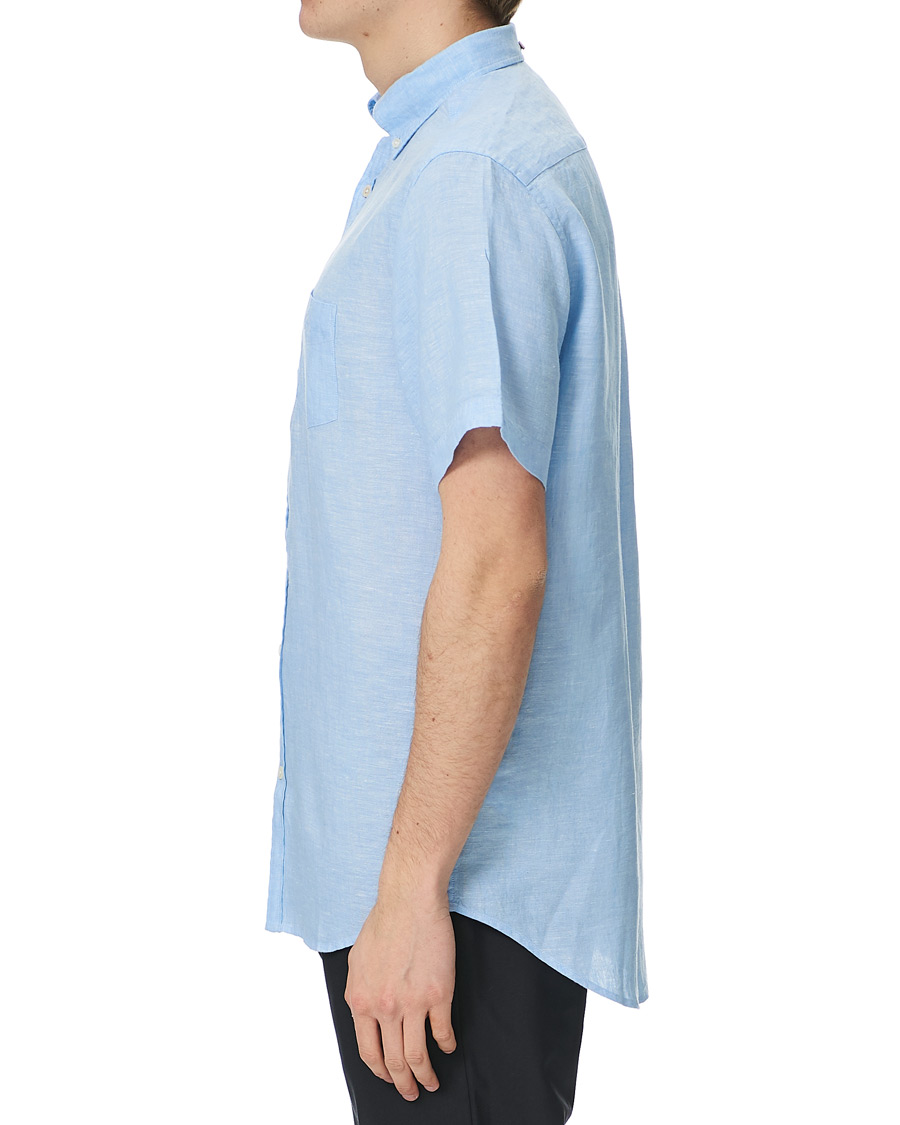 Homme | Chemises | GANT | Regular Fit Linen Short Sleeve Shirt Capri Blue