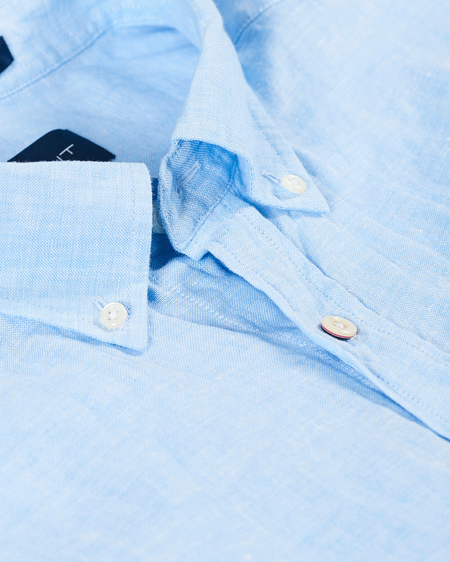 Homme | Chemises | GANT | Regular Fit Linen Short Sleeve Shirt Capri Blue