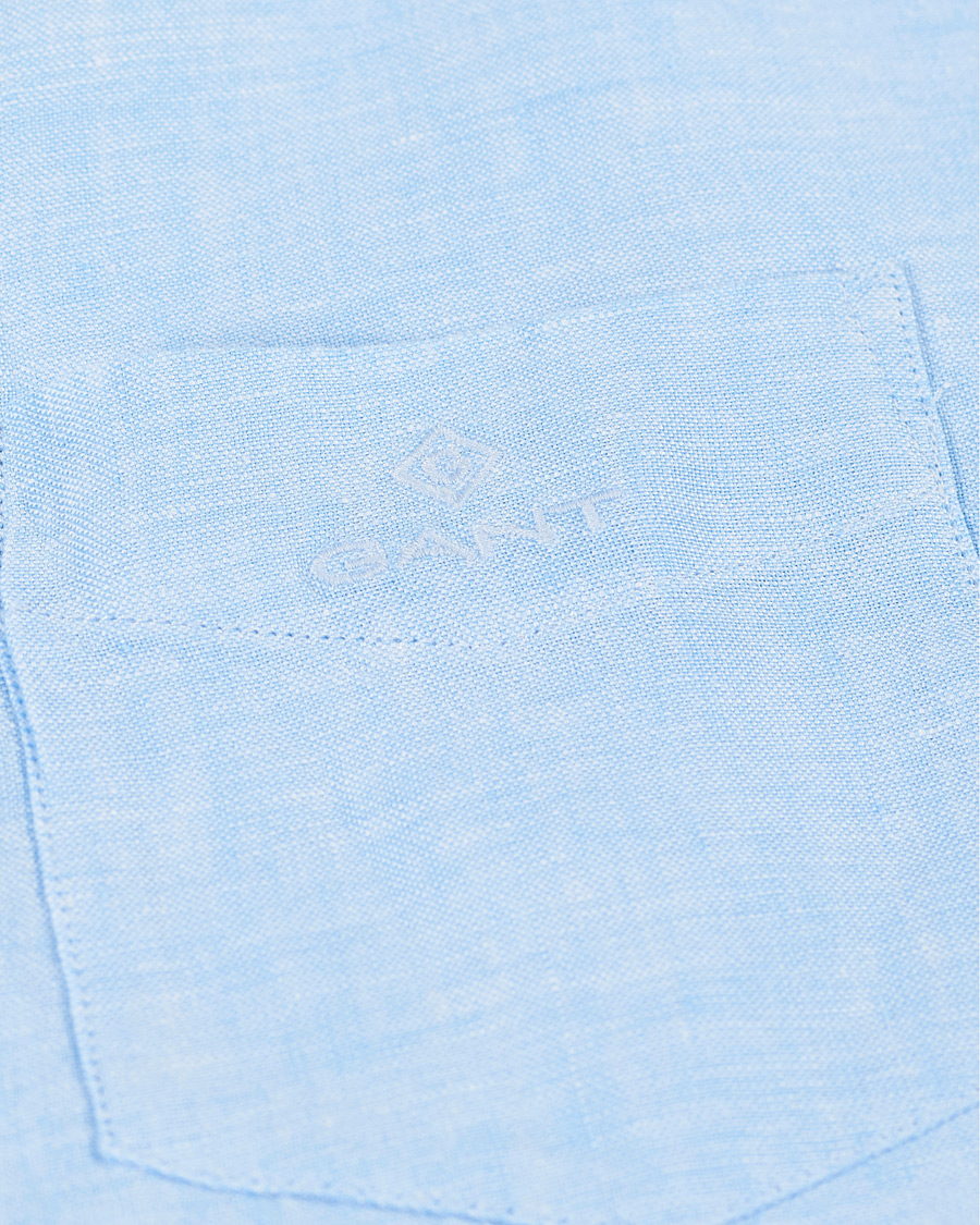 Homme | Chemises | GANT | Regular Fit Linen Short Sleeve Shirt Capri Blue