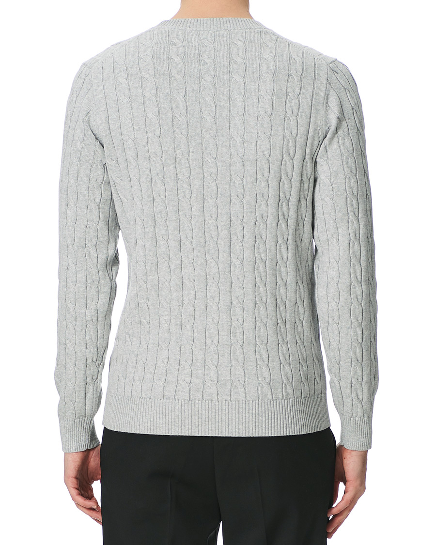 Heren | Truien | GANT | Cotton Cable Crew Neck Pullover Light Grey Melange