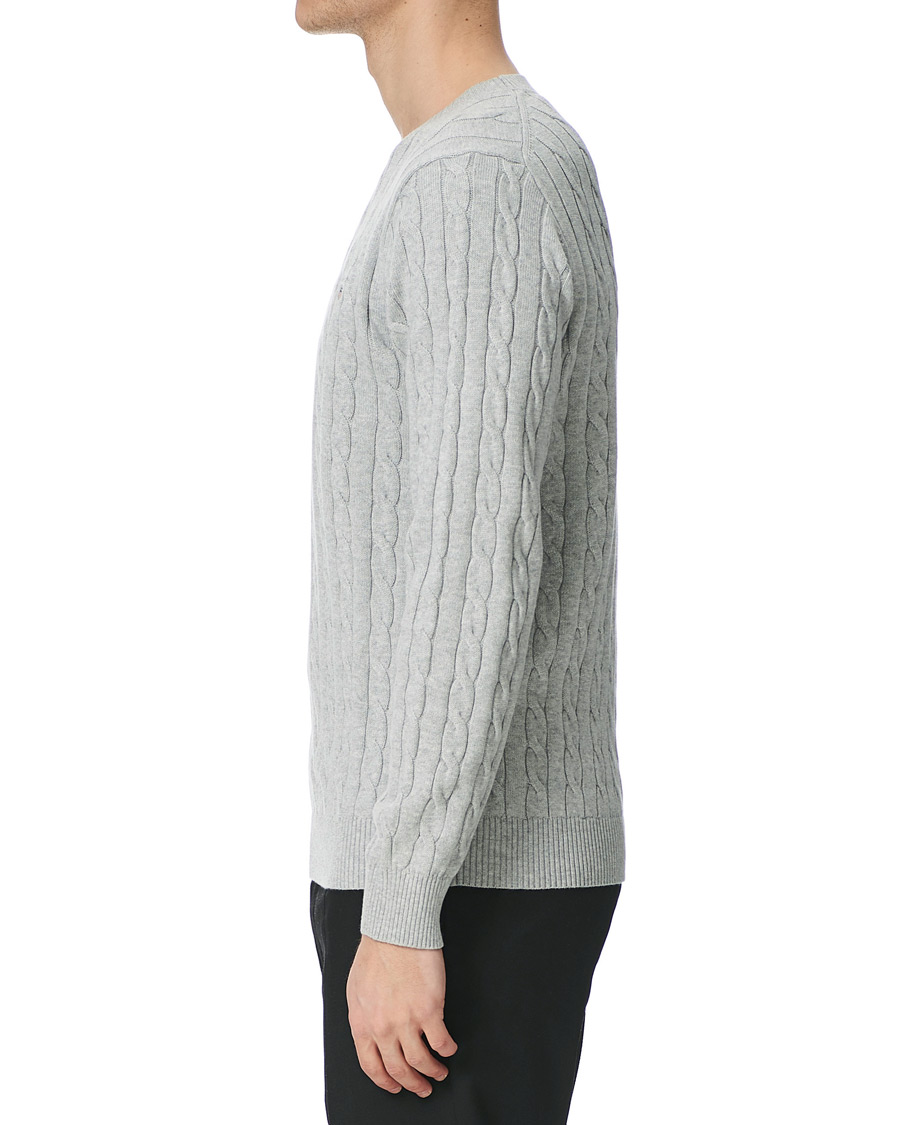 Heren | Truien | GANT | Cotton Cable Crew Neck Pullover Light Grey Melange