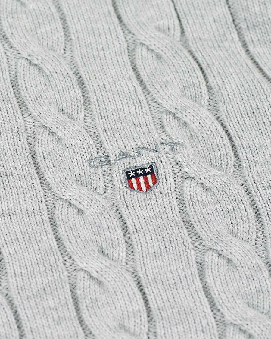 Heren | Truien | GANT | Cotton Cable Crew Neck Pullover Light Grey Melange