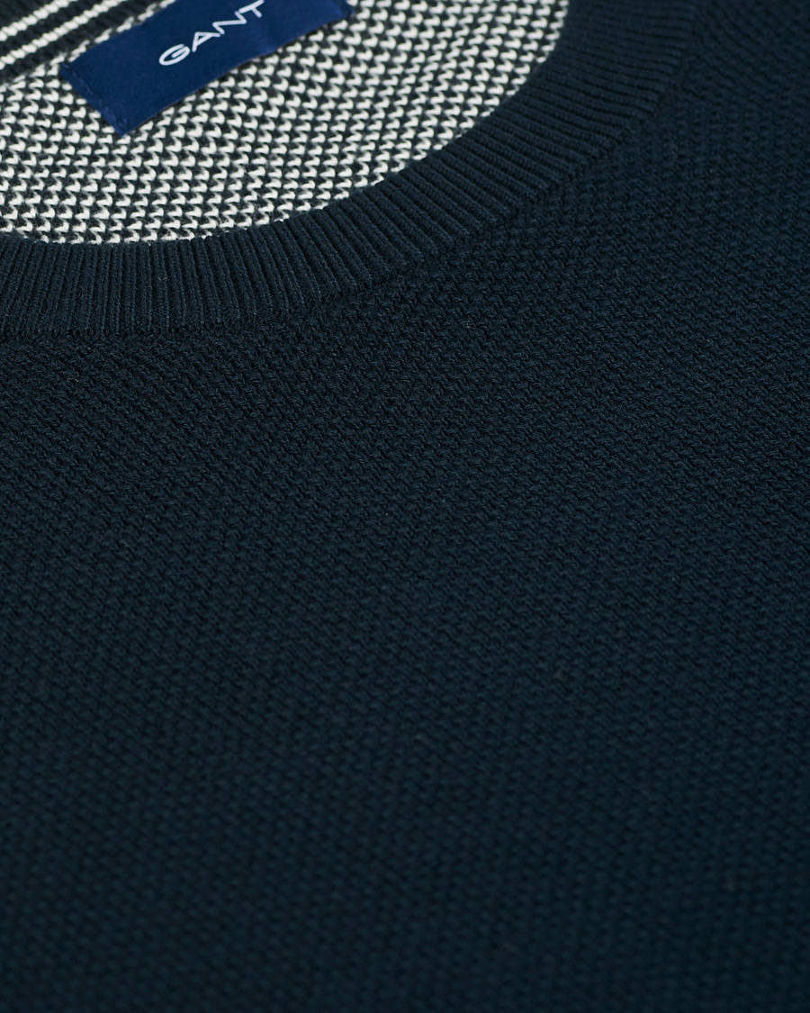 Homme | Pulls Et Tricots | GANT | Cotton Pique Crew Neck Eavning Blue