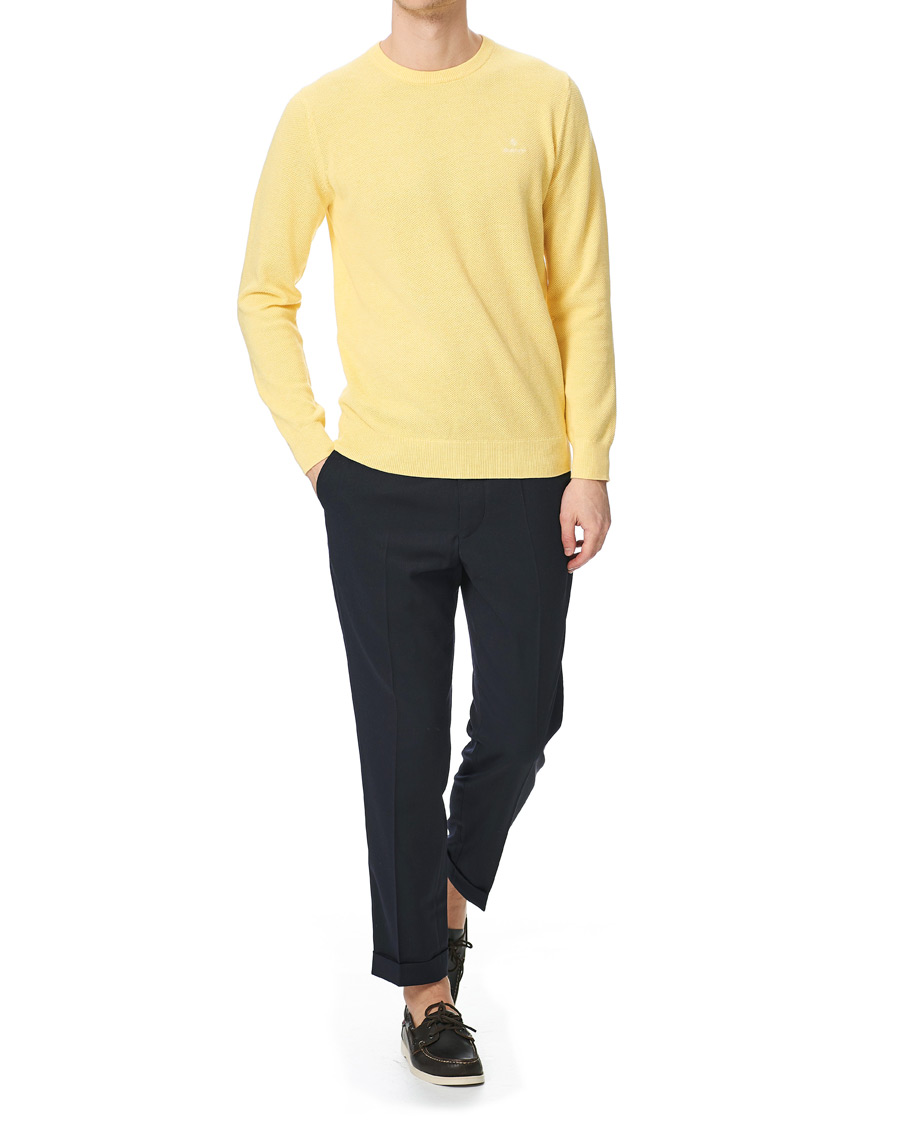 Homme | Pulls Et Tricots | GANT | Cotton Pique Crew Neck Sweater Brimstone Yellow
